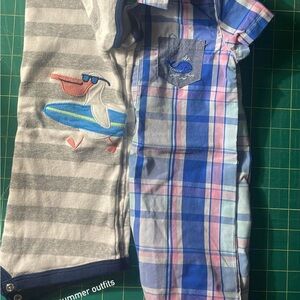 Striped and Plaid Baby Romper Set